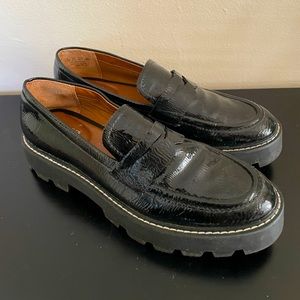 Franco Sarto Chunky Black Platform Loafers